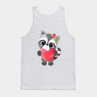 Funny raccoon with a big heart Tank Top
